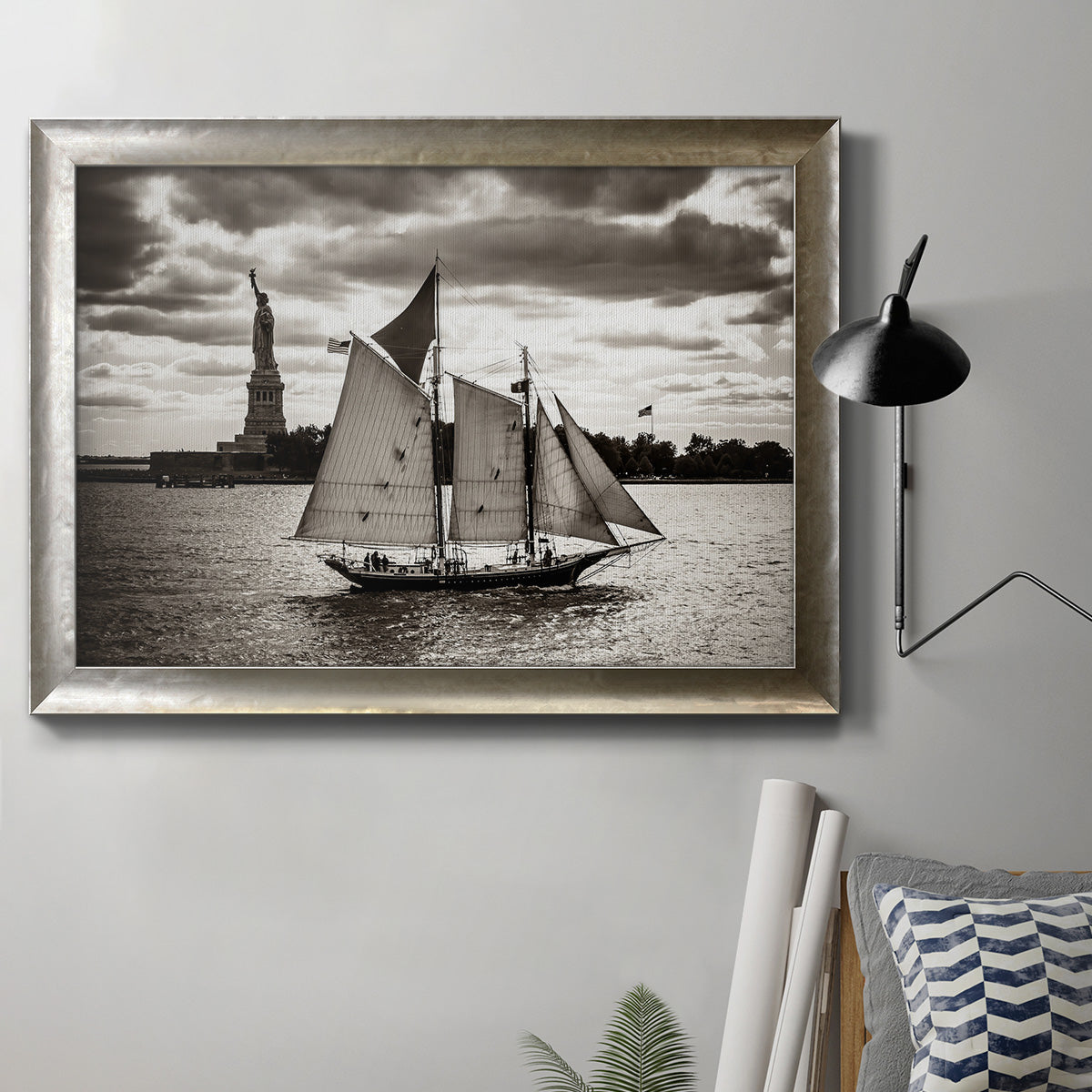 The Clipper & the Liberty Premium Framed Canvas- Ready to Hang