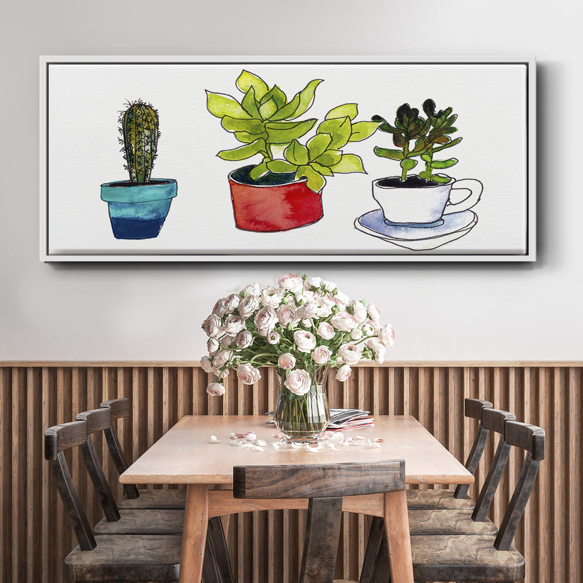 Vibing Succulents II - Floater Framed Canvas Print