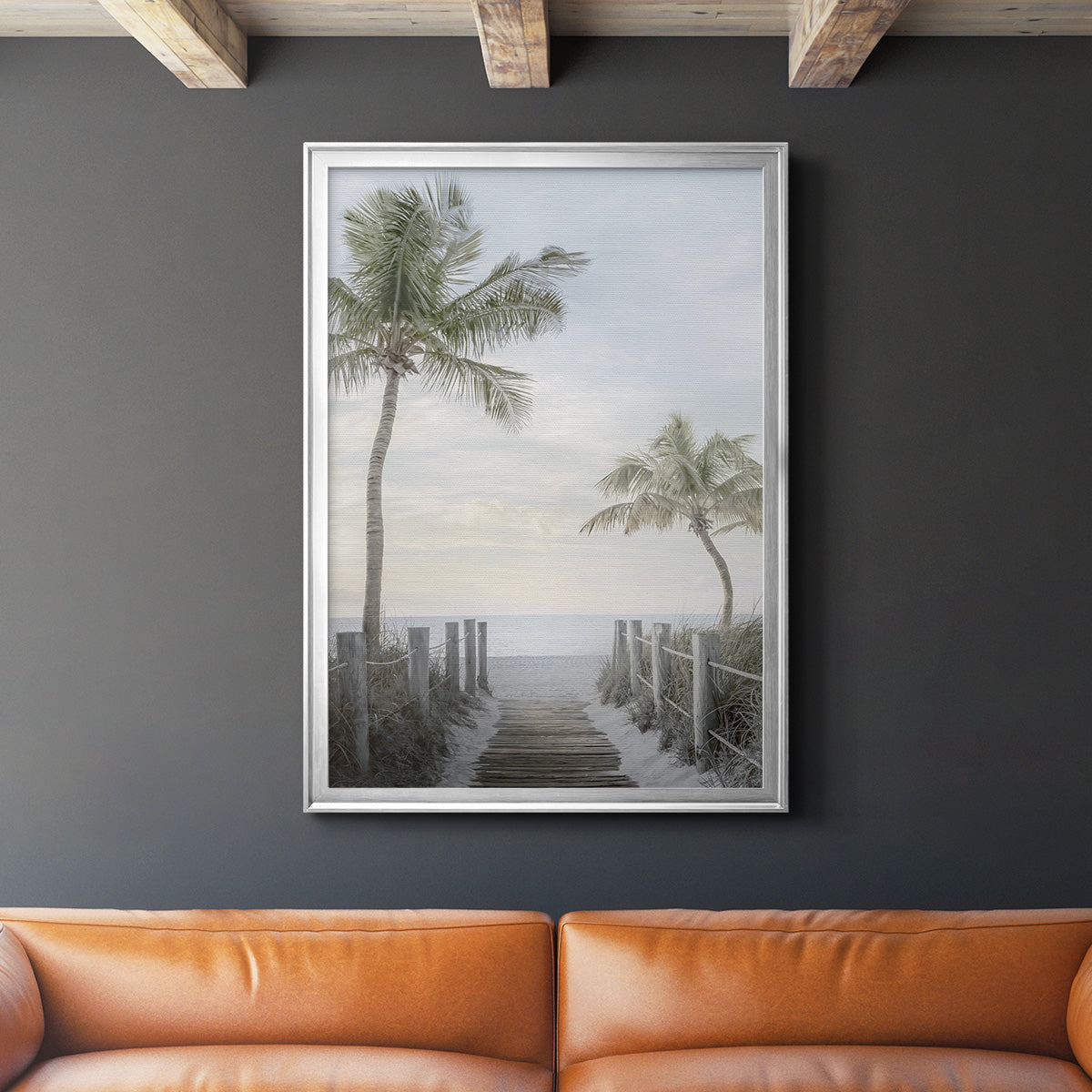 Palm Walk - Modern Framed Canvas Print