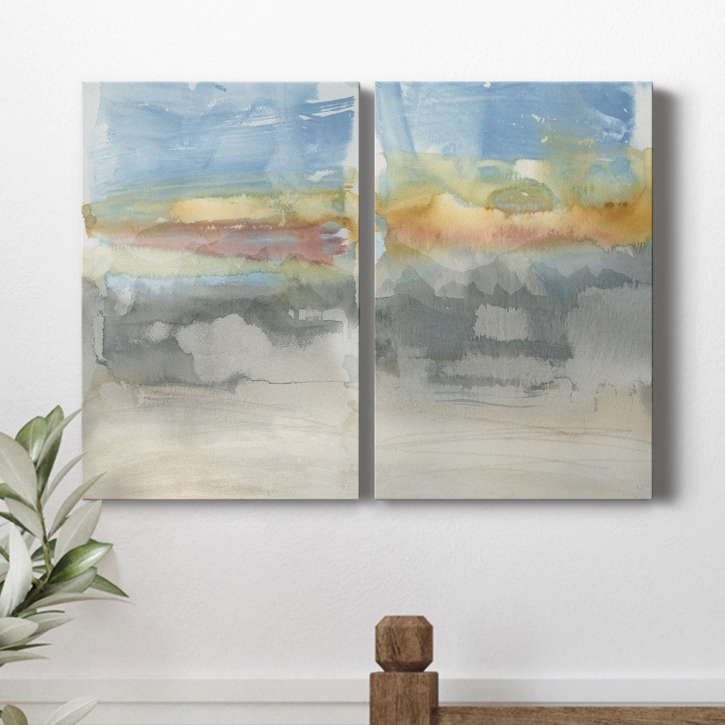 High Desert Sunset I Premium Gallery Wrapped Canvas - Ready to Hang - Set of 2 - 8 x 12 Each