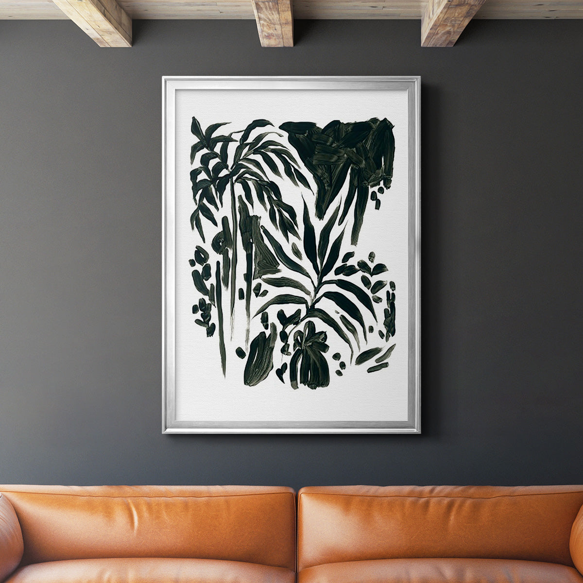 Ink Jungle II - Modern Framed Canvas Print