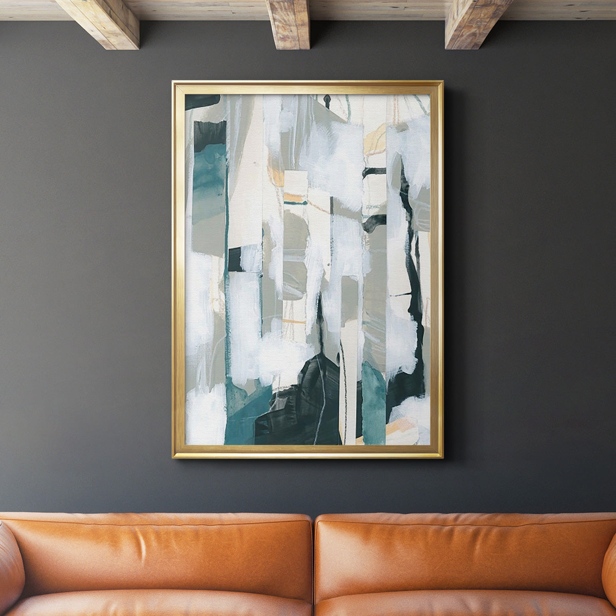 Sea Cavern Strata I - Modern Framed Canvas Print