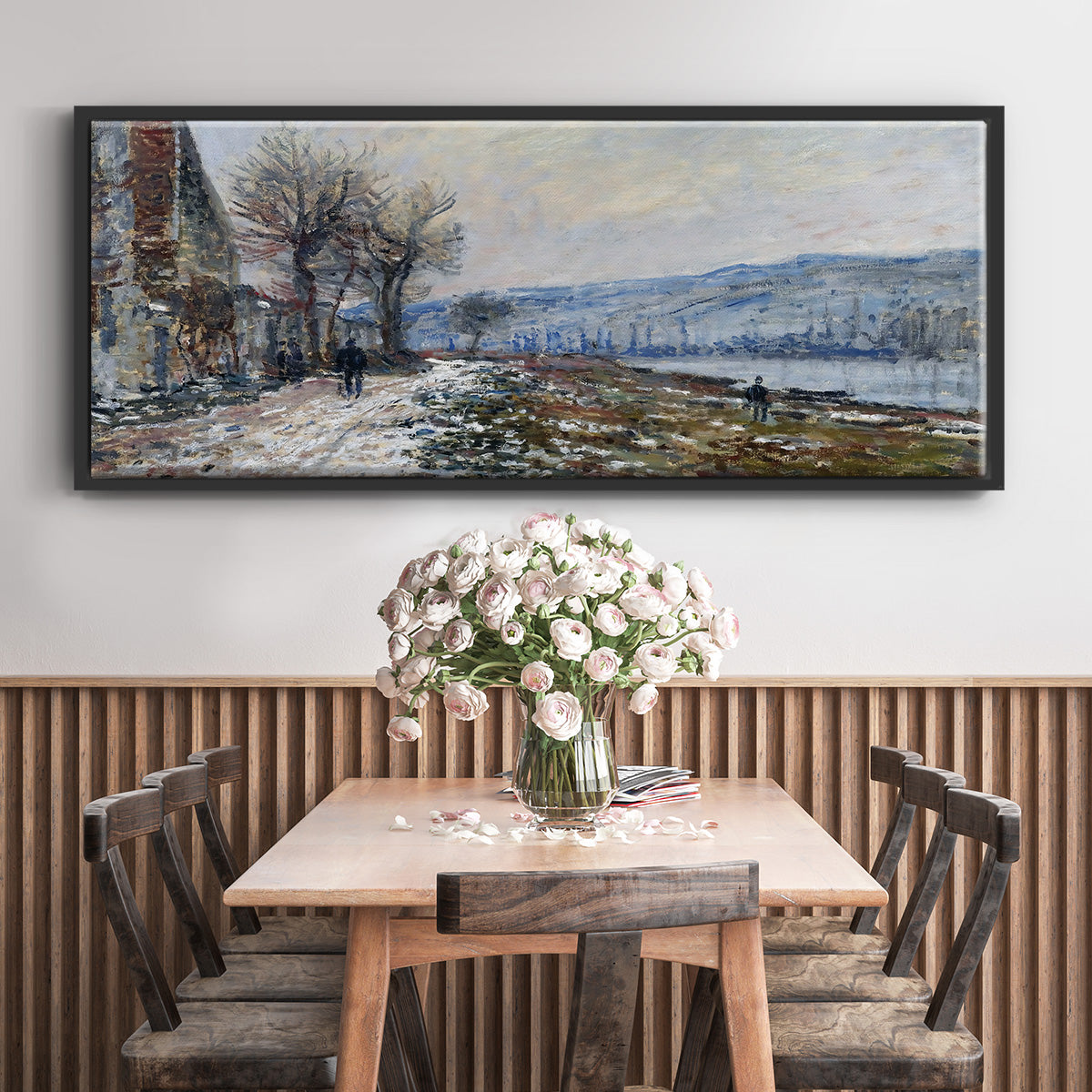 The Seine at Lavacourt, Effect of Snow, 1879 - Floater Framed Canvas Print
