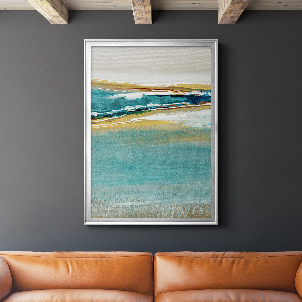 Aqua Quartz V1 - Modern Framed Canvas Print