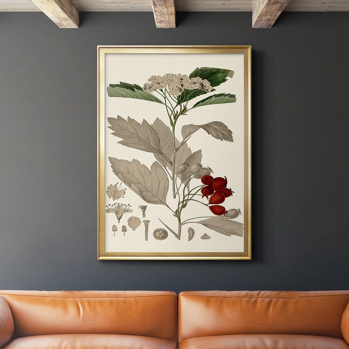 Leaves & Berries I - Modern Framed Canvas Print