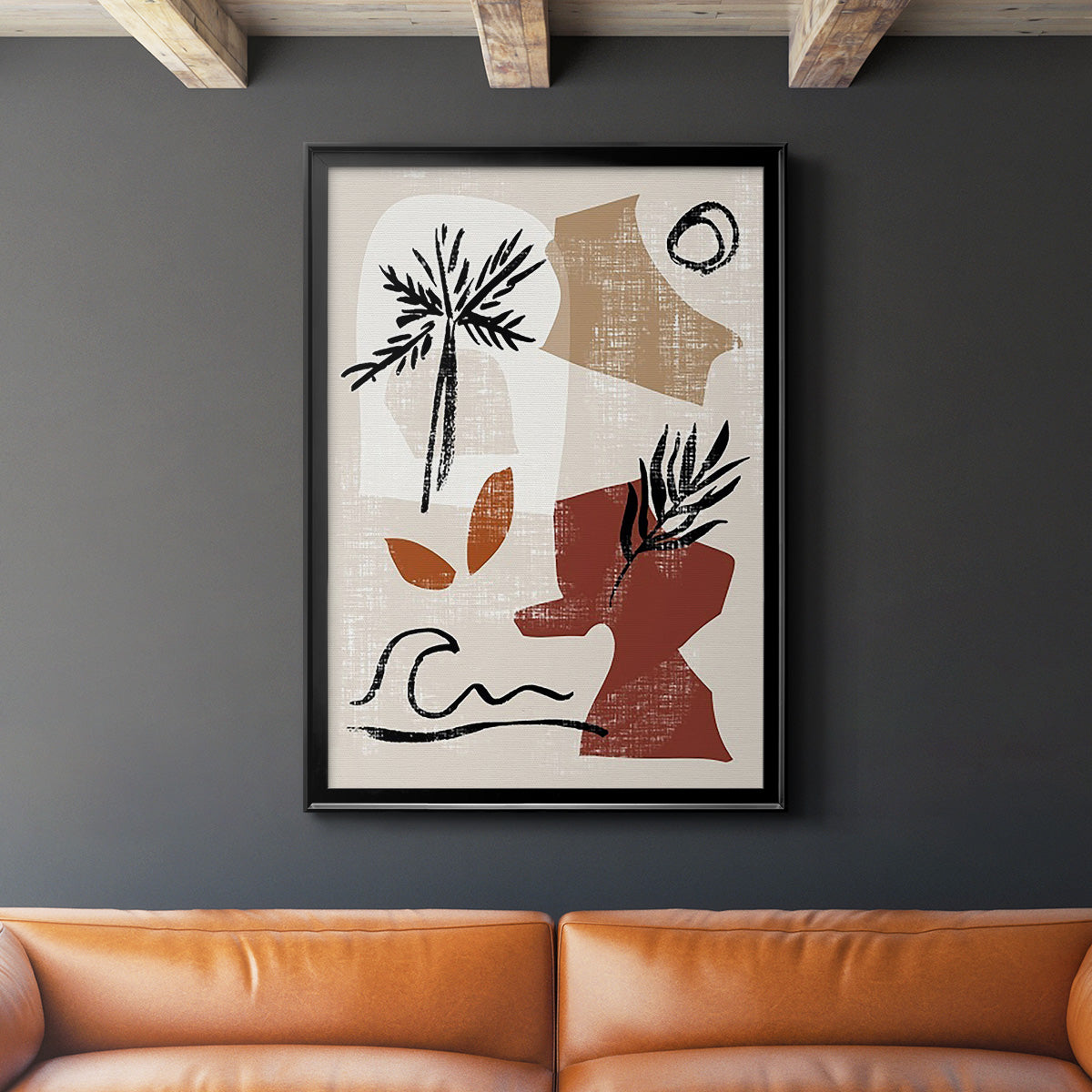 Soft Palms III - Modern Framed Canvas Print