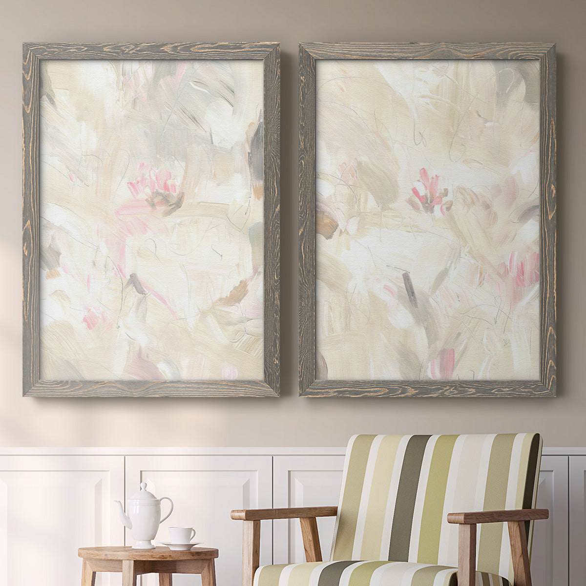 Soft Abstraction I - Premium Framed Canvas 2 Piece Set - Ready to Hang