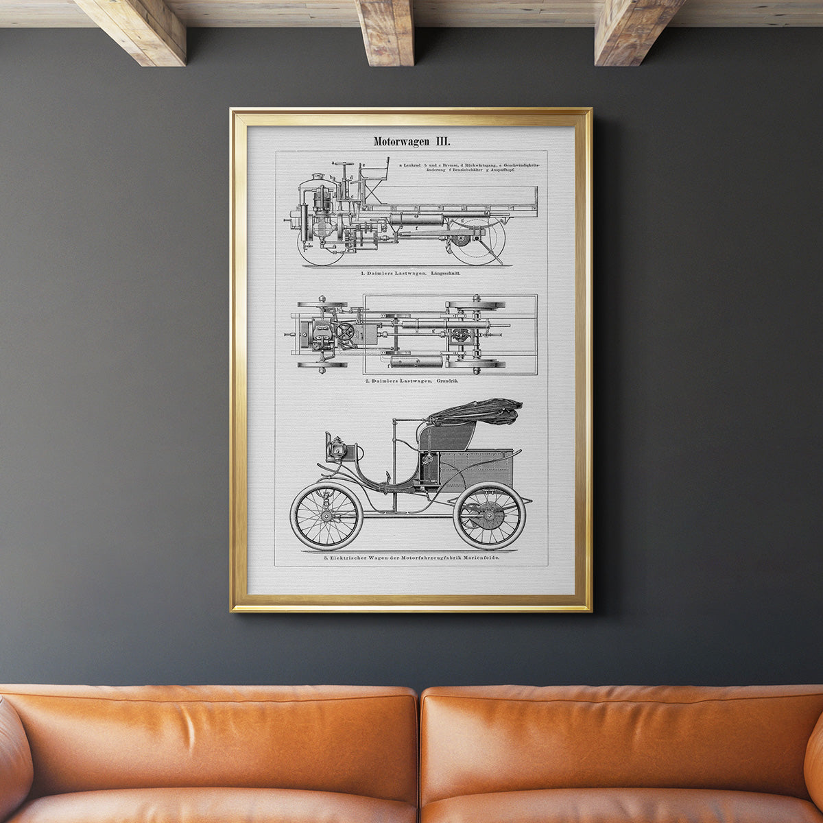 Industrial Motorcar - Modern Framed Canvas Print