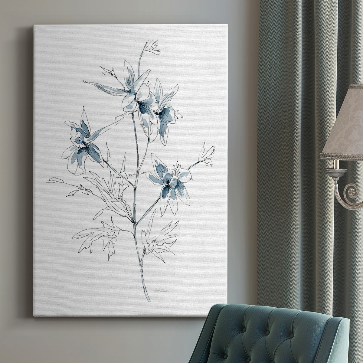 Indigo Sketch II Premium Gallery Wrapped Canvas - Ready to Hang