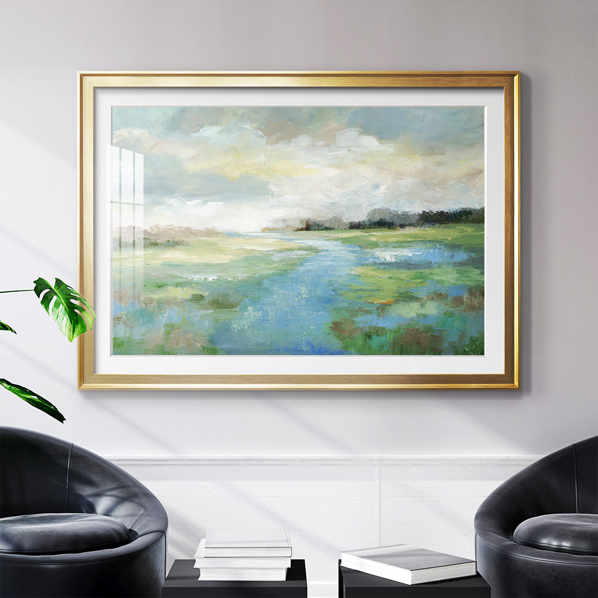 Winding Stream - Modern Framed Art Print