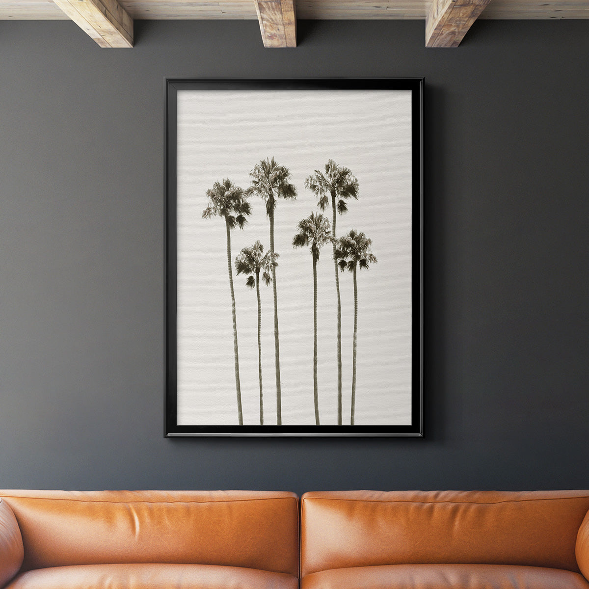 Palm Getaway - Modern Framed Canvas Print