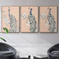 Peacock in Gold I - Framed Premium Gallery Wrapped Canvas L Frame 3 Piece Set - Ready to Hang