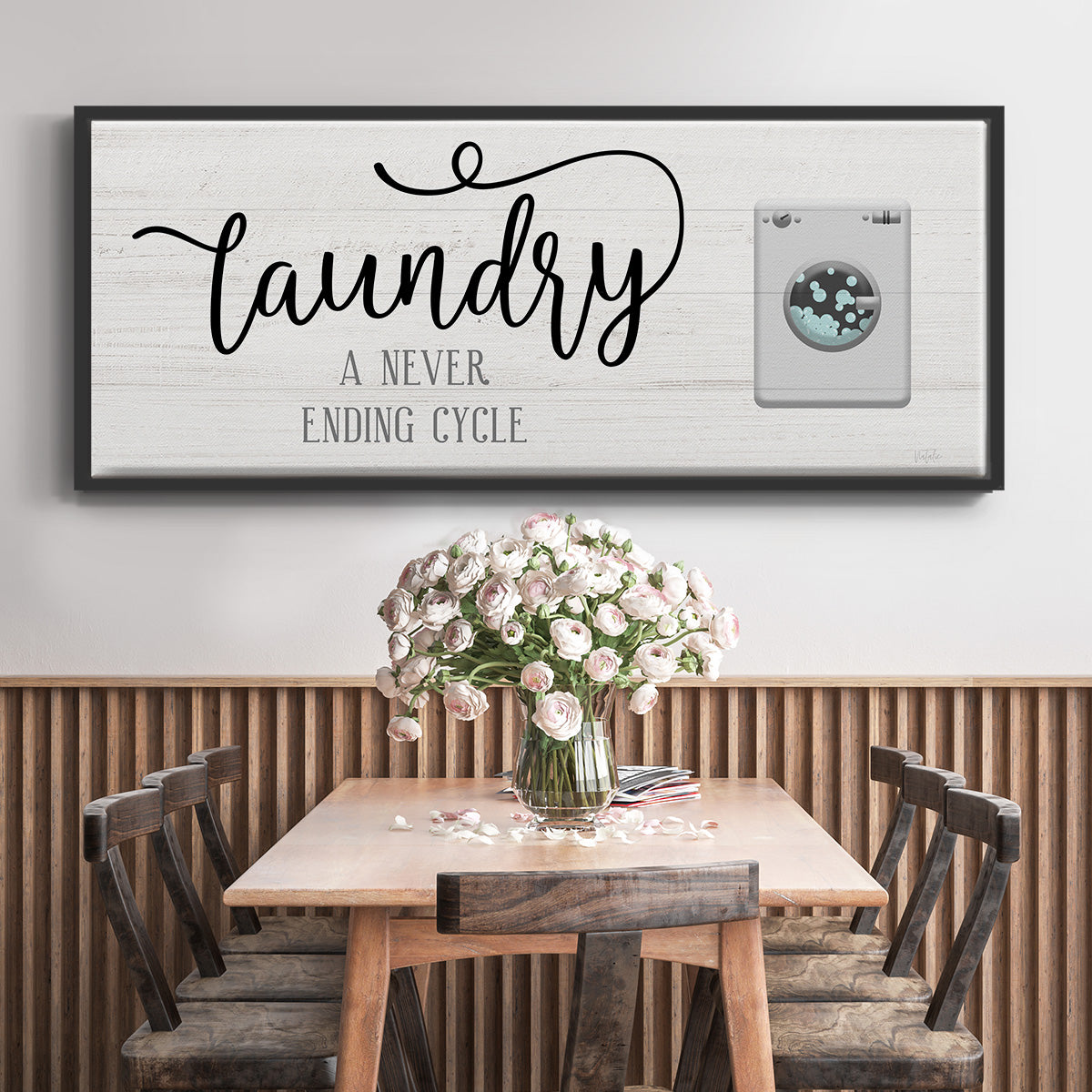 Never Ending Laundry - Floater Framed Canvas Print