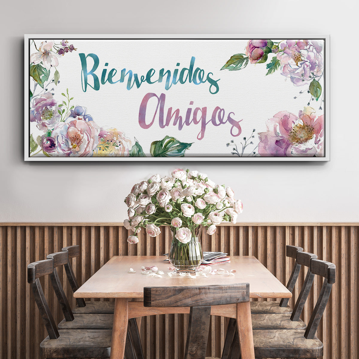 Bienvenidos Amigos - Floater Framed Canvas Print