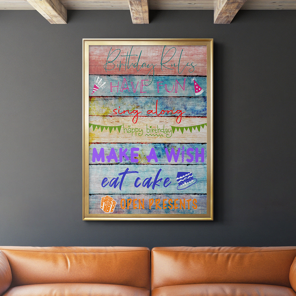 Birthday Rules - Modern Framed Canvas Print