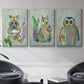 Fantastic Florals Owl - Framed Premium Gallery Wrapped Canvas L Frame 3 Piece Set - Ready to Hang