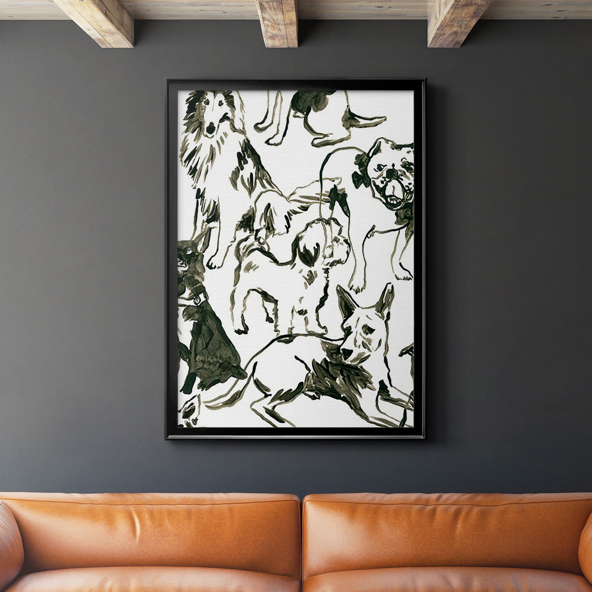 Canine Collage I - Modern Framed Canvas Print