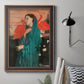 Impressionist portrait of a young woman with an ibis by Edgar Degas in an ornate bronzed mahogany wood frame displayed in a neutral interior setting.
