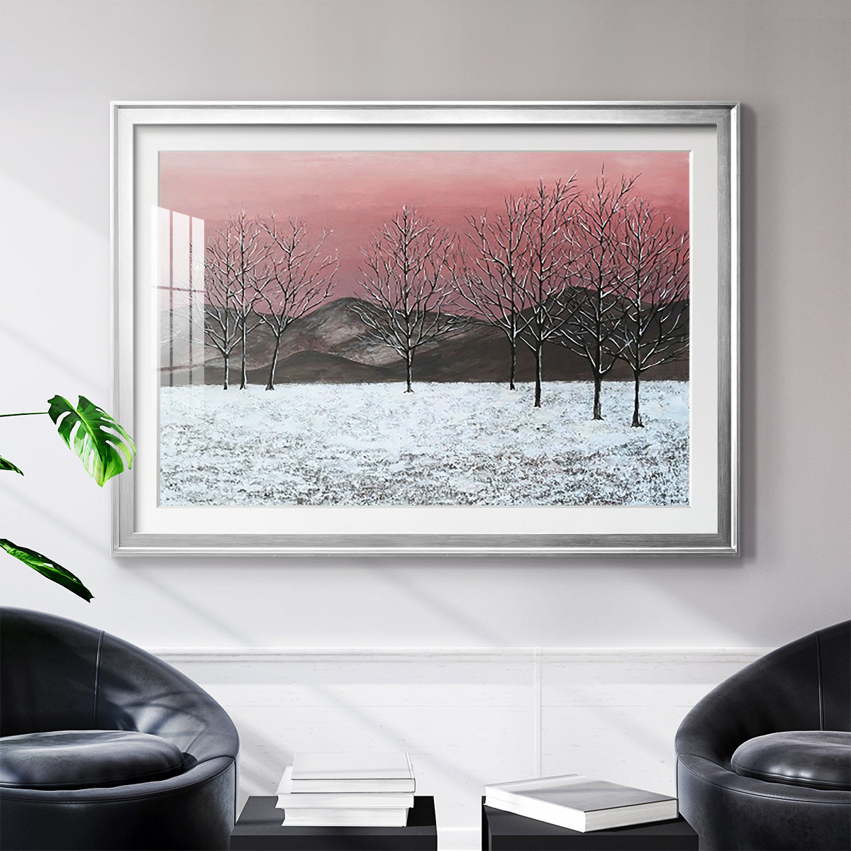 Sunset Snowfall II - Modern Framed Art Print