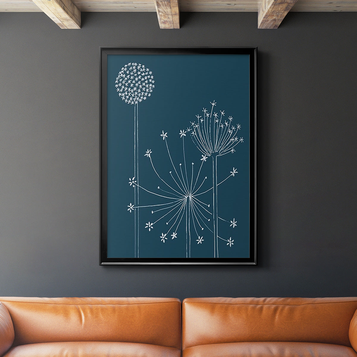 Graphic Alliums I - Modern Framed Canvas Print