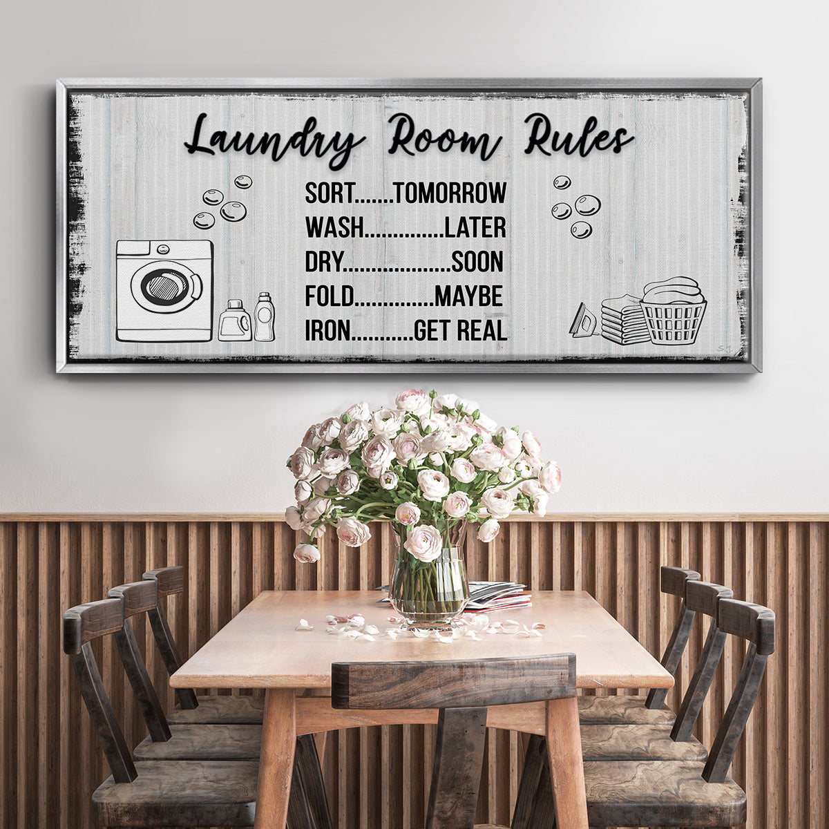 Laundry Room Rules - Floater Framed Canvas Print