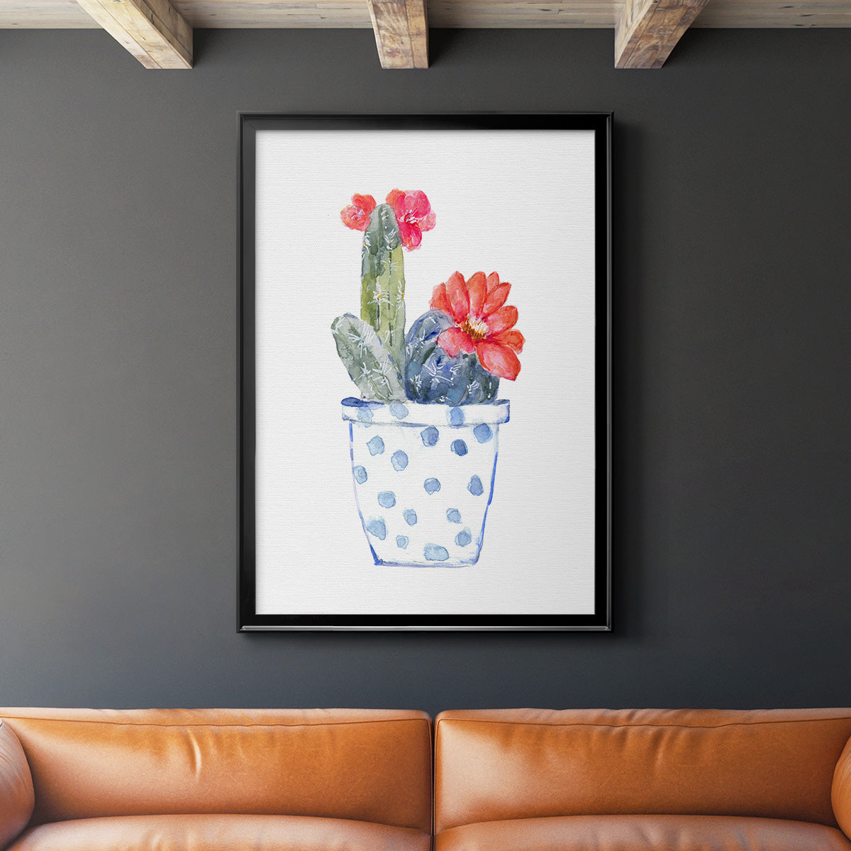 Cactus and Succulent Blooms II - Modern Framed Canvas Print