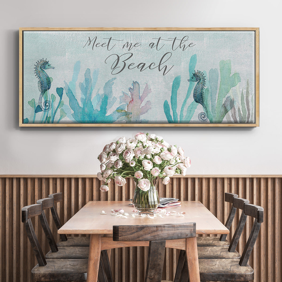 Seahorses and Coral - Floater Framed Canvas Print