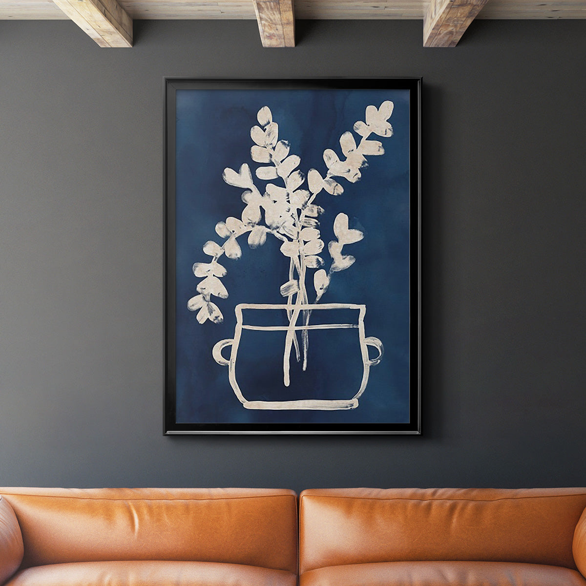 Vessel on Indigo I - Modern Framed Canvas Print