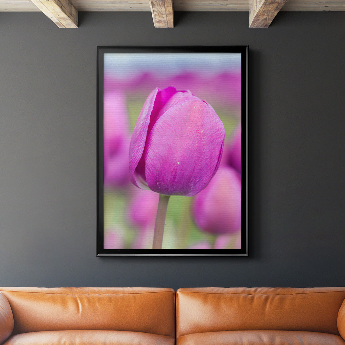 Magenta Stem - Modern Framed Canvas Print