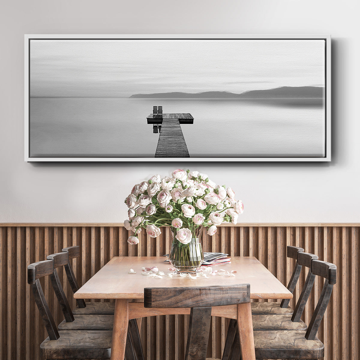 Black & White Water Panel XII - Floater Framed Canvas Print