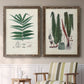 Set of two walnut barnwood framed canvas prints depicting two natural-history fern plates featuring vintage fern specimens with botanical details above a sideboard in a cozy sitting room.
