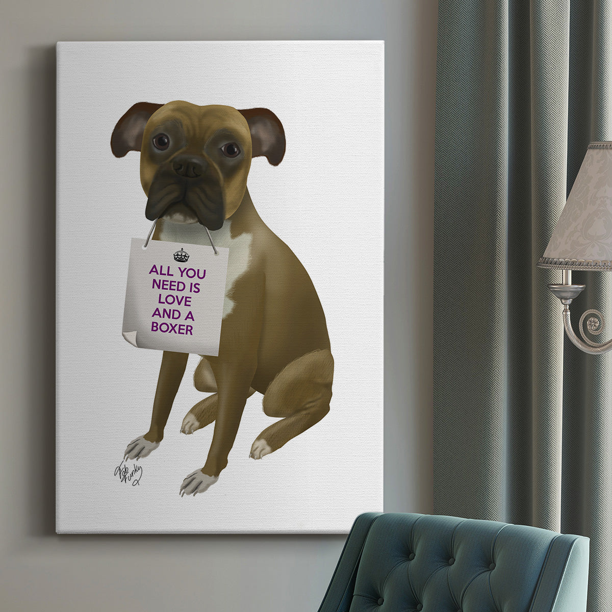 Love and Boxer Premium Gallery Wrapped Canvas - Ready to Hang