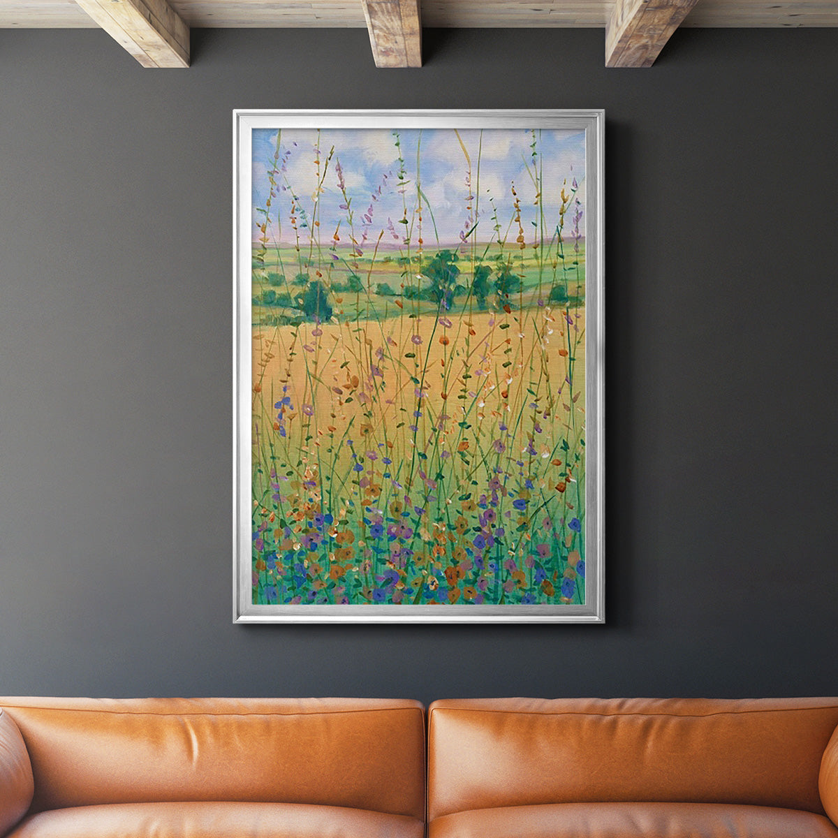 Wildflower Path II - Modern Framed Canvas Print