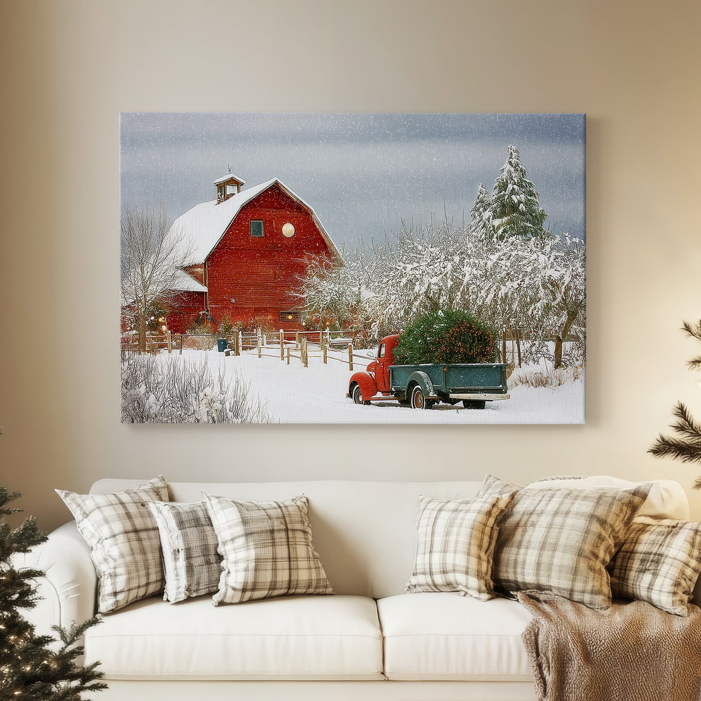 Soft Linen Village Serenade - Canvas Art Print