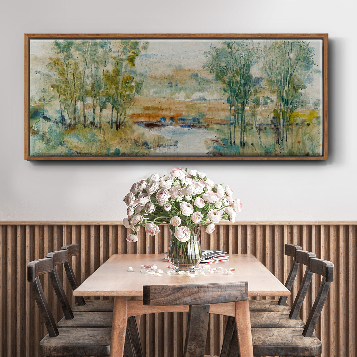 Trees on the Creek II - Floater Framed Canvas Print