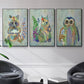 Fantastic Florals Owl - Framed Premium Gallery Wrapped Canvas L Frame 3 Piece Set - Ready to Hang