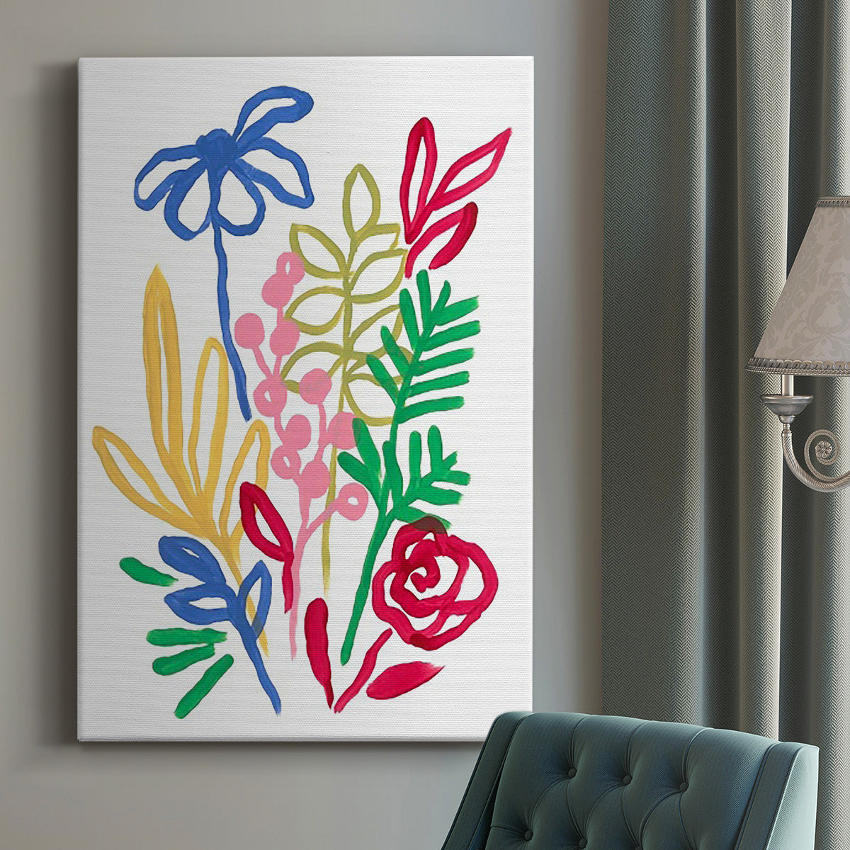 Bold Brushstroke Blooms I Premium Gallery Wrapped Canvas - Ready to Hang