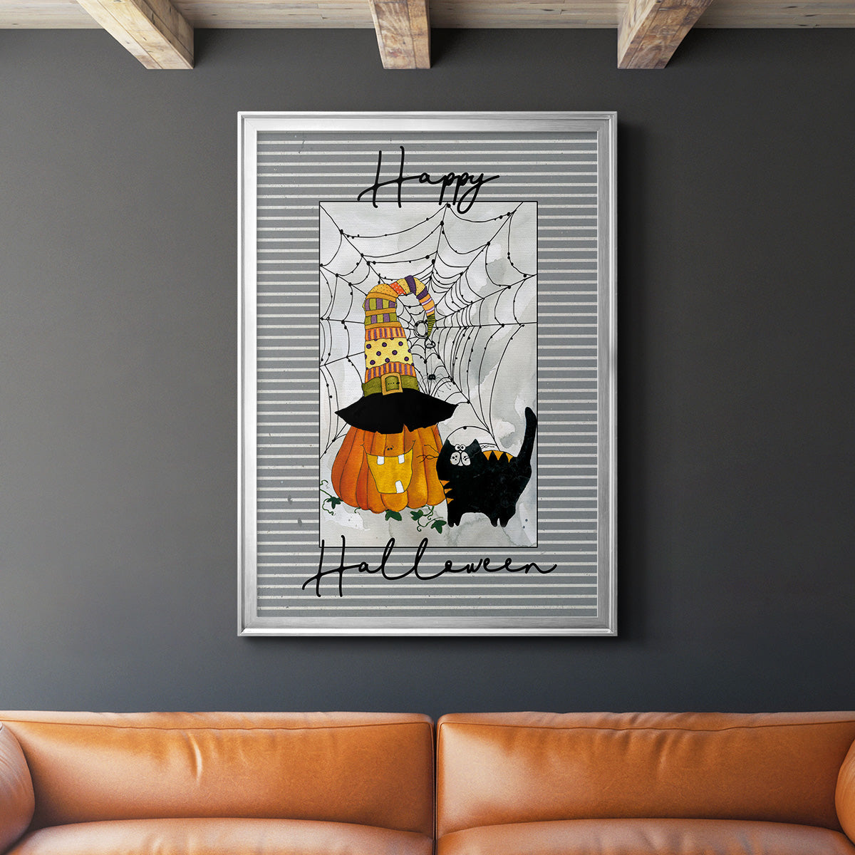 Happy Halloween Pumpkin - Modern Framed Canvas Print
