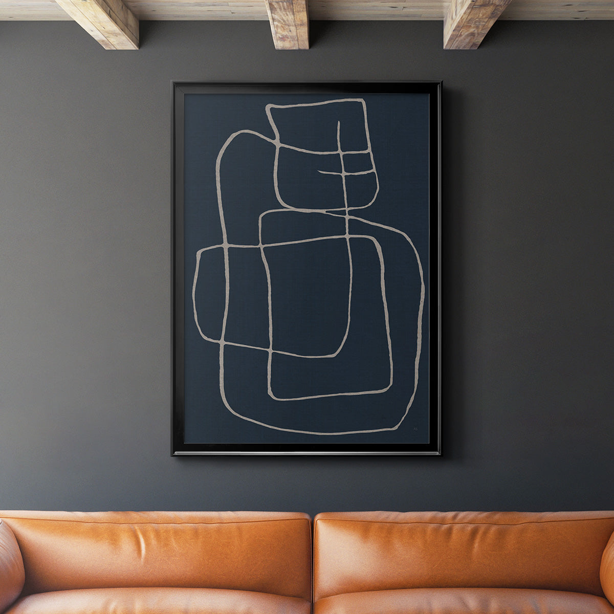 Shapes and Night Sky II - Modern Framed Canvas Print