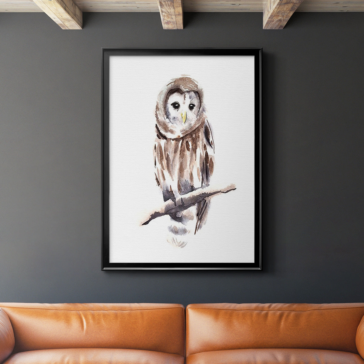 Barred Owl Impressions I - Modern Framed Canvas Print