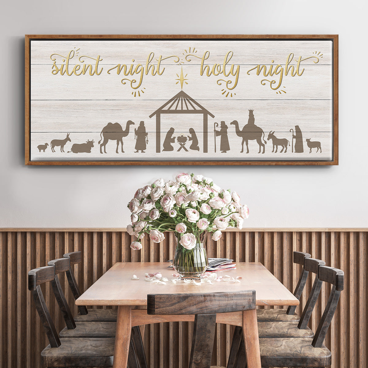 Silent Night Nativity - Floater Framed Canvas Print