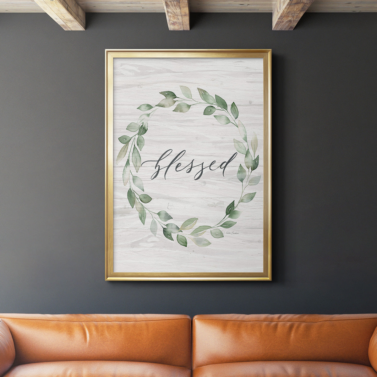 Blessed Wreath - Modern Framed Canvas Print
