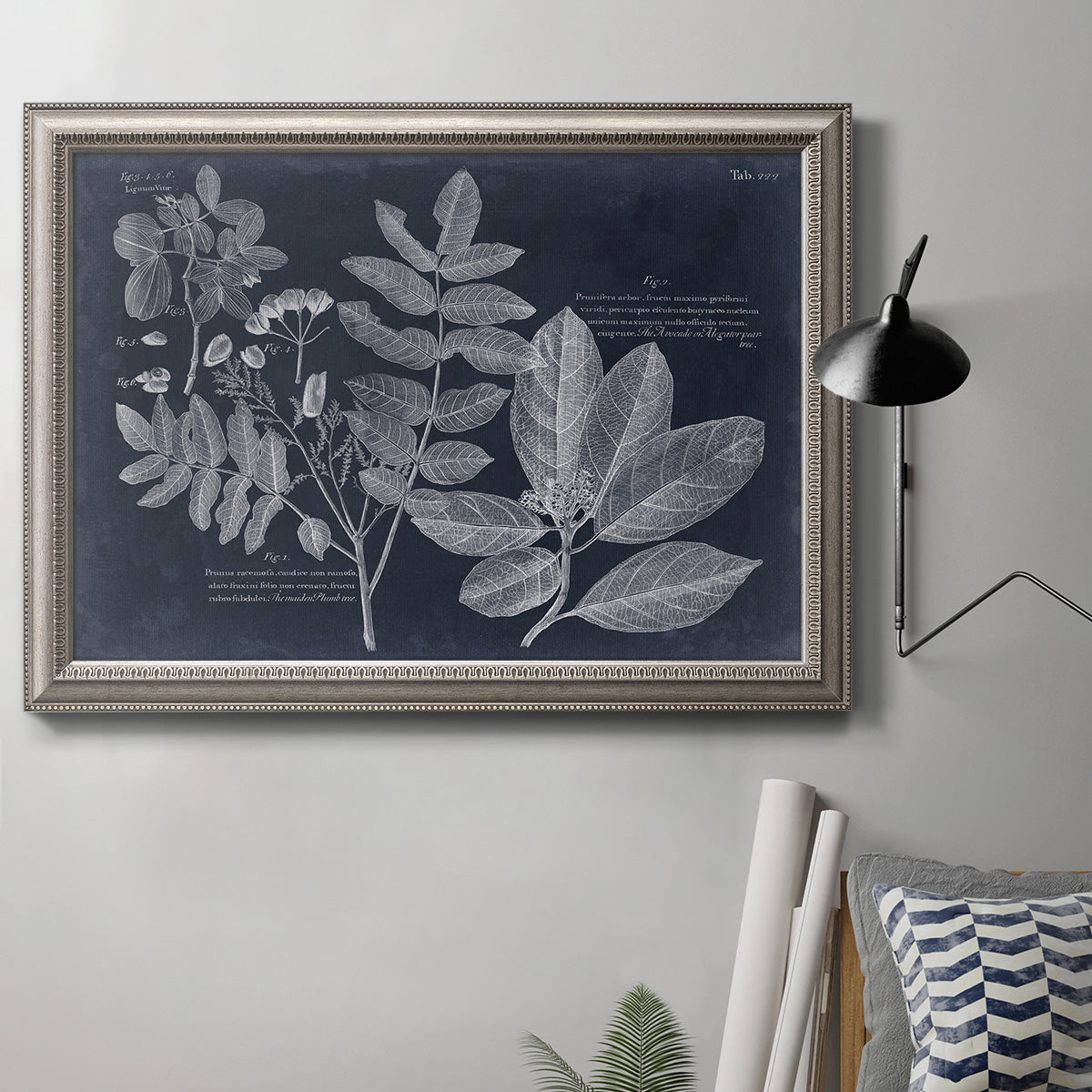 Foliage on Navy VI Premium Framed Canvas- Ready to Hang