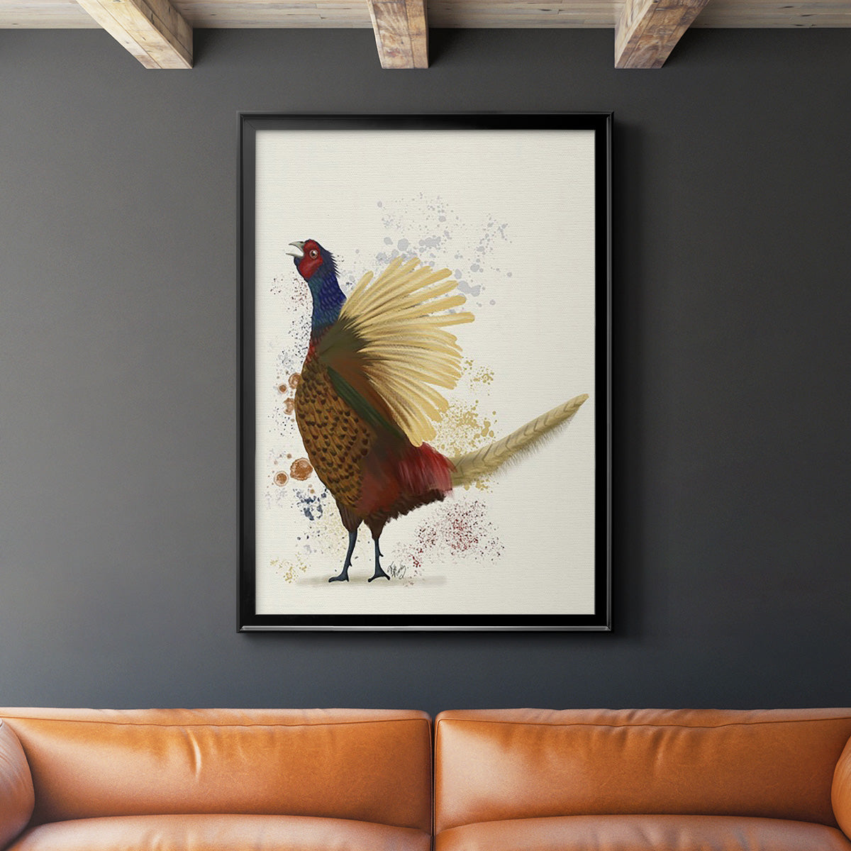 Pheasant Splash 8 - Modern Framed Canvas Print