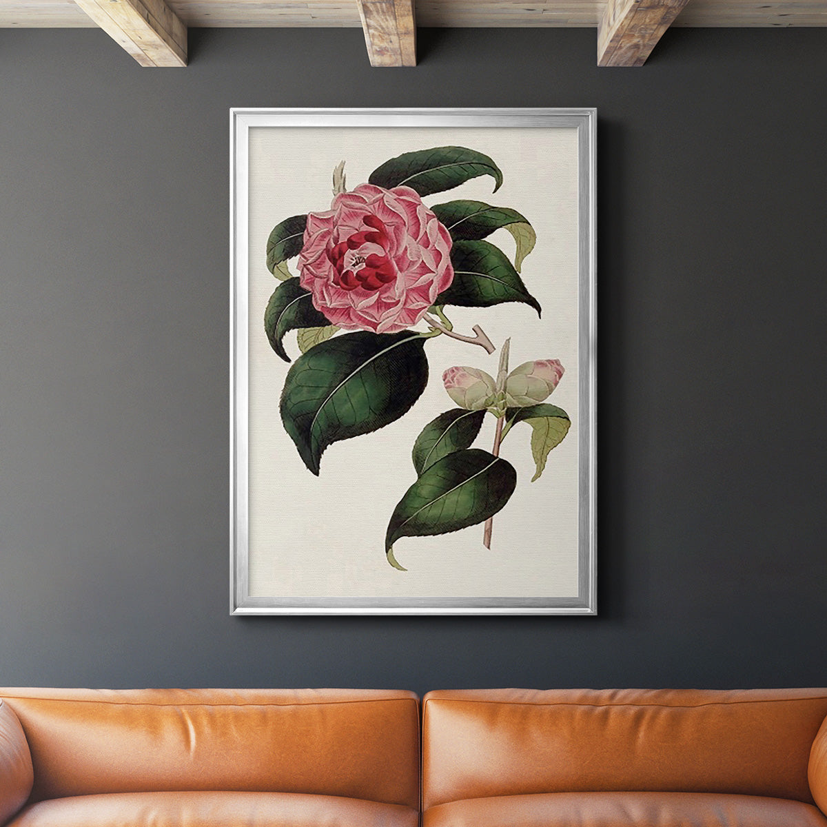 Pink Floral Mix III - Modern Framed Canvas Print