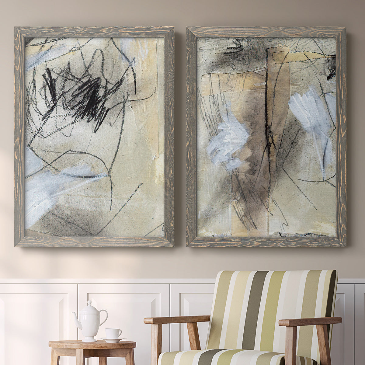 Masked Notes VII - Premium Framed Canvas 2 Piece Set - Ready to Hang