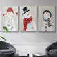 Snowman - Framed Premium Gallery Wrapped Canvas L Frame 3 Piece Set - Ready to Hang