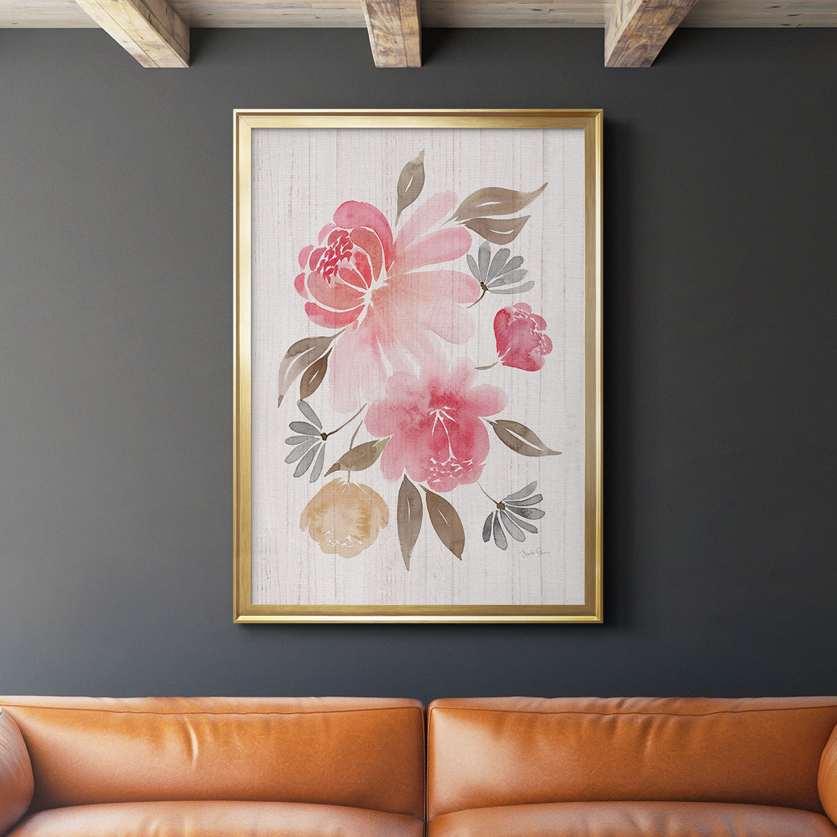 Loose Peonies II - Modern Framed Canvas Print