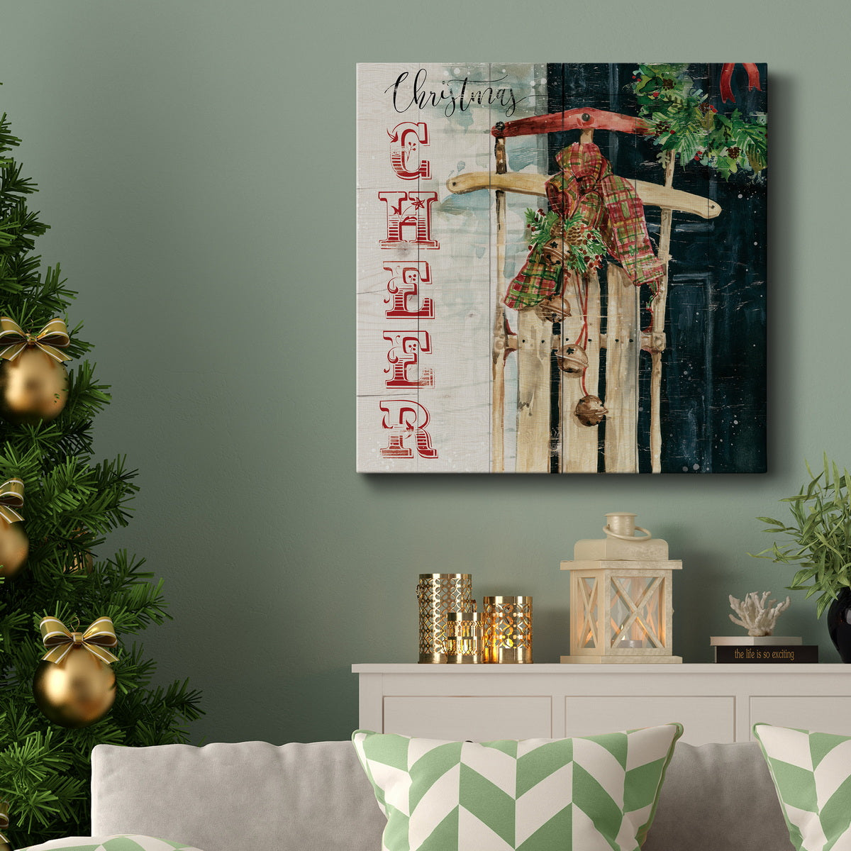 Christmas Cheer Sled-Premium Gallery Wrapped Canvas - Ready to Hang