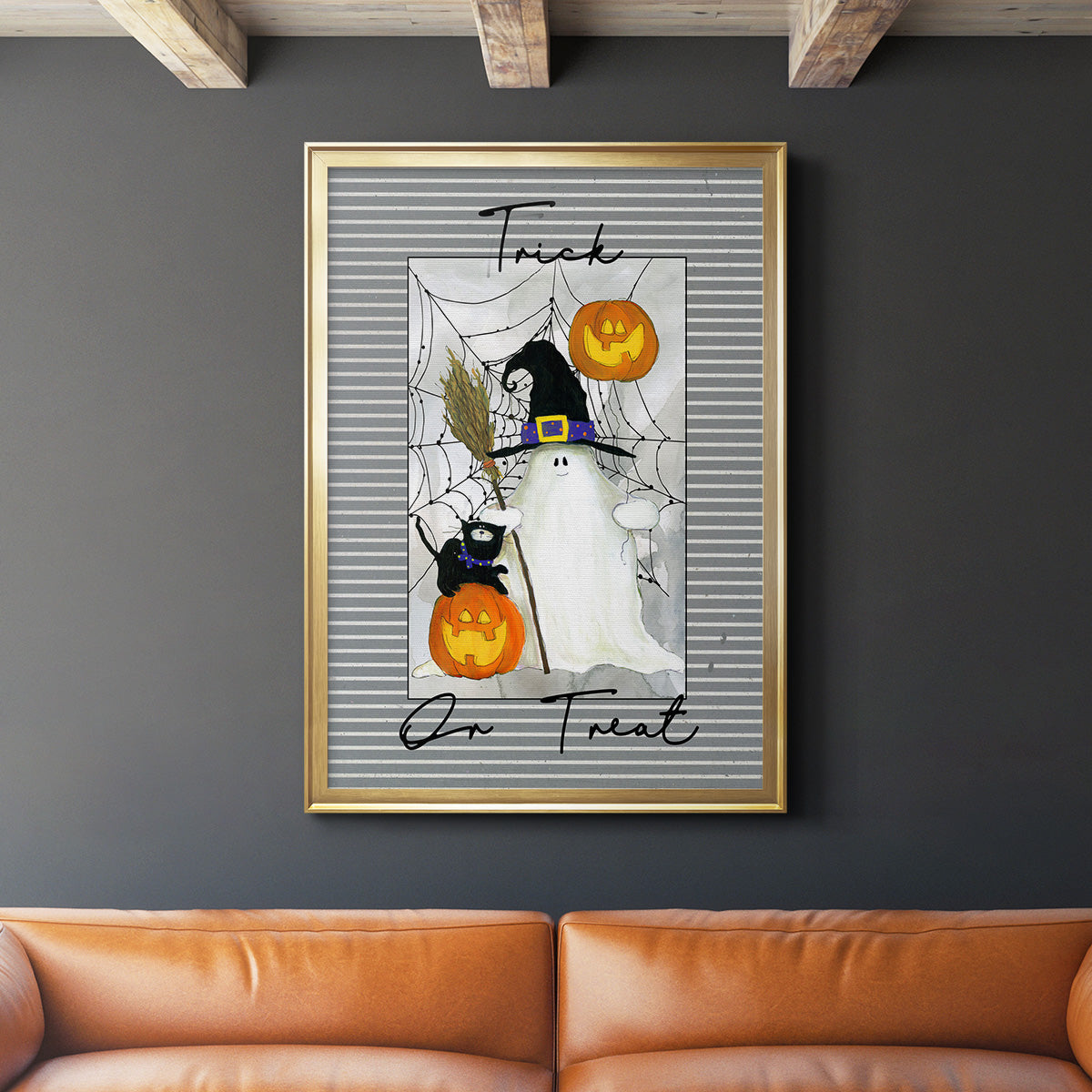 Trick or Treat Ghost - Modern Framed Canvas Print